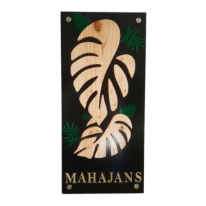Polished Wood Decorative Nameplate with Brass Letters