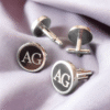 Cufflinks - Round (Silver and Black)