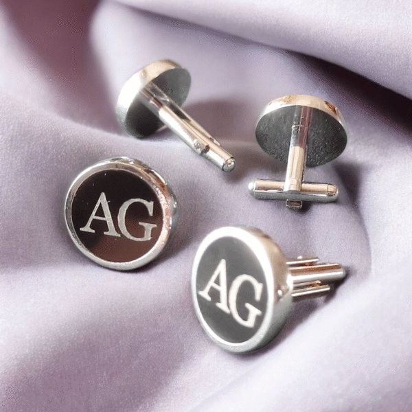 Cufflinks - Round (Silver and Black)