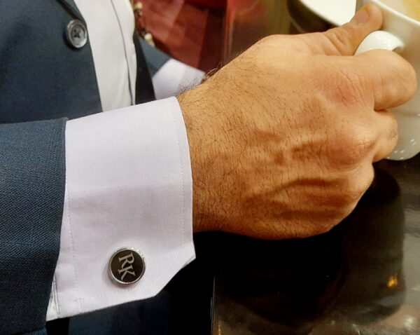 Cufflinks - Round (Silver and Black)
