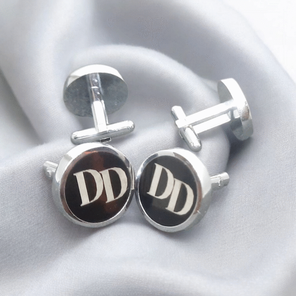 Cufflinks - Round (Silver and Black)