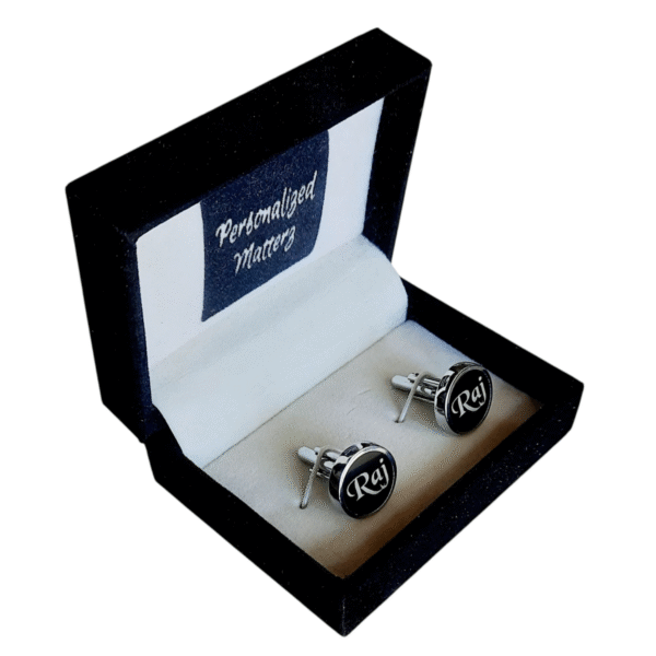 Cufflinks - Round (Silver and Black)