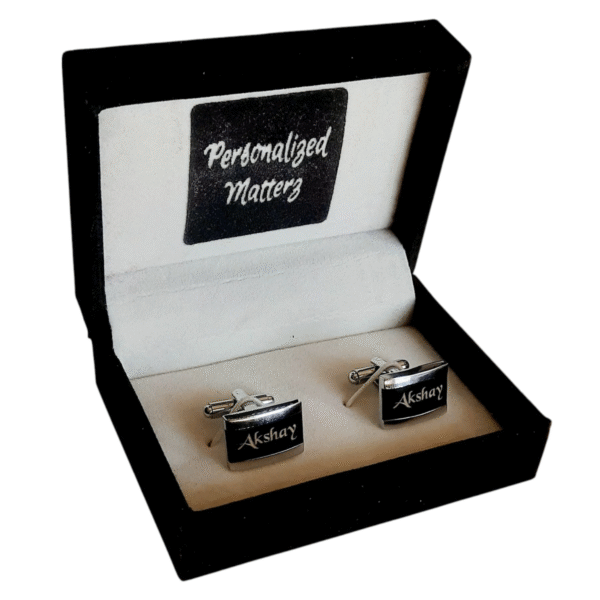 Cufflinks - Rectangular (Silver and Black)