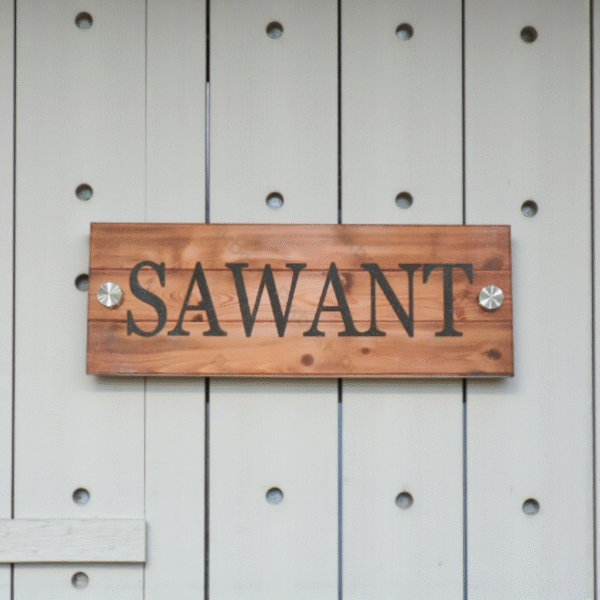 Acrylic Nameplate with Wooden print 8" x 3"