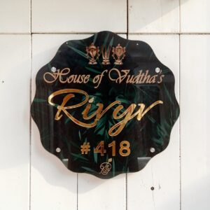 Acrylic Printed Nameplate with Golden Letters pasted