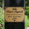 Wani Manzil Metallic Gold Metal Nameplate 8"x4"